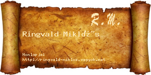 Ringvald Miklós névjegykártya